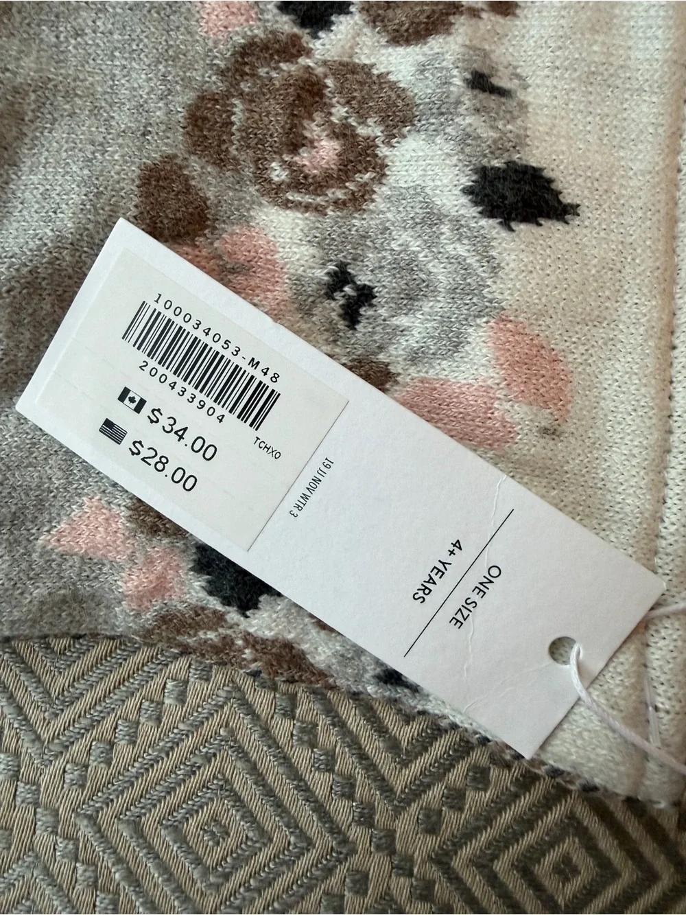 Janie & Jack Cream Cable Knit Pom Hat and Floral Scarf Janie & Jack
